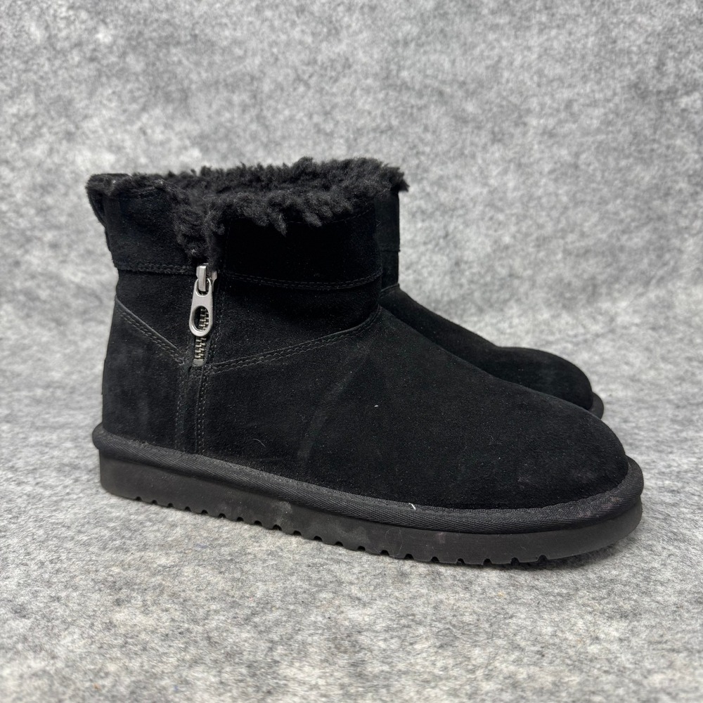 Koolaburra by UGG Suede Shearling‎ Lined Zip Up Ankle Boots Womens Size 7 Black